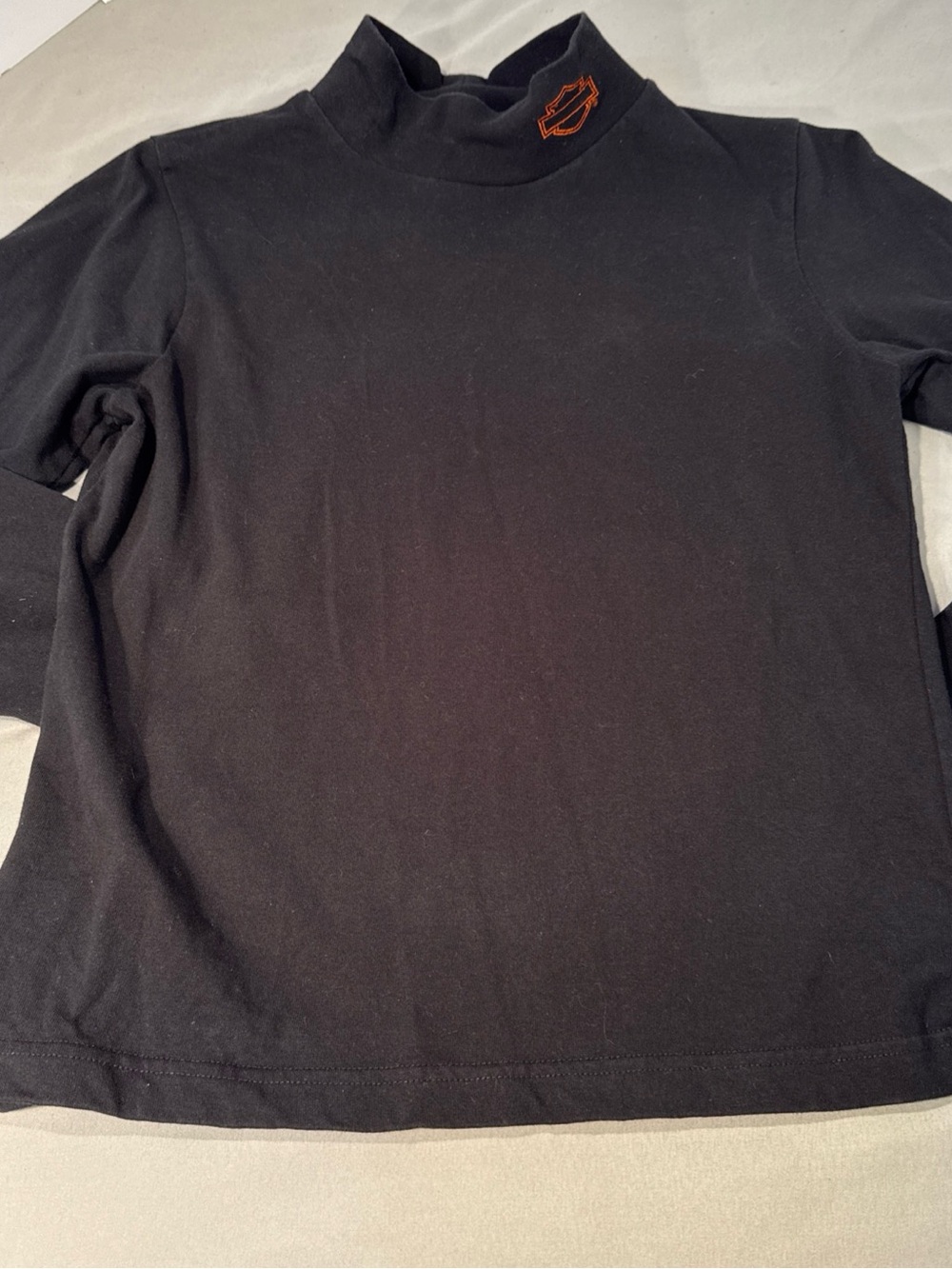 Harley-Davidson Black Long Sleeve Mock Neck Shirt with Orange Neck Logo